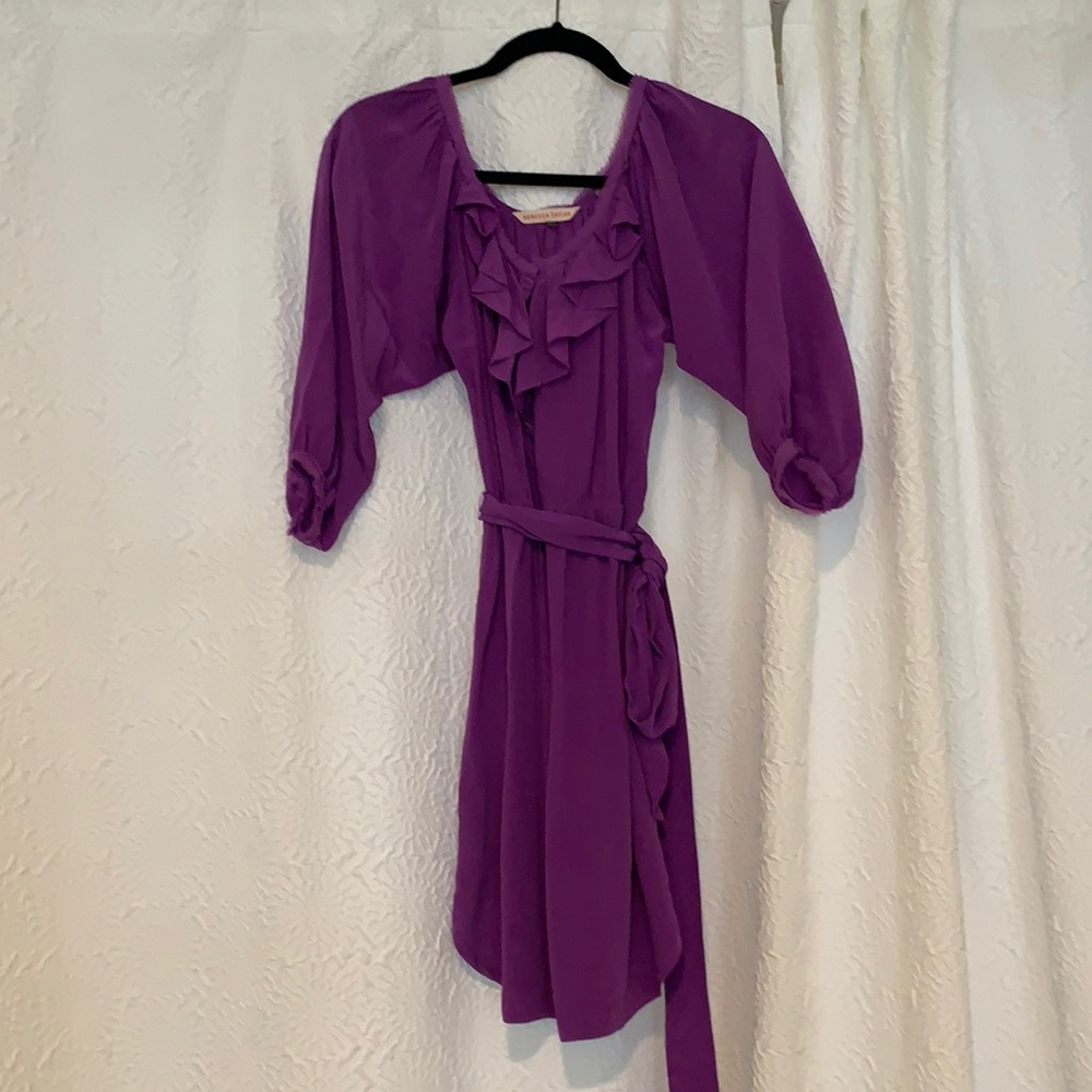 Purple silk quarter sleeve Rebecca Taylor dress